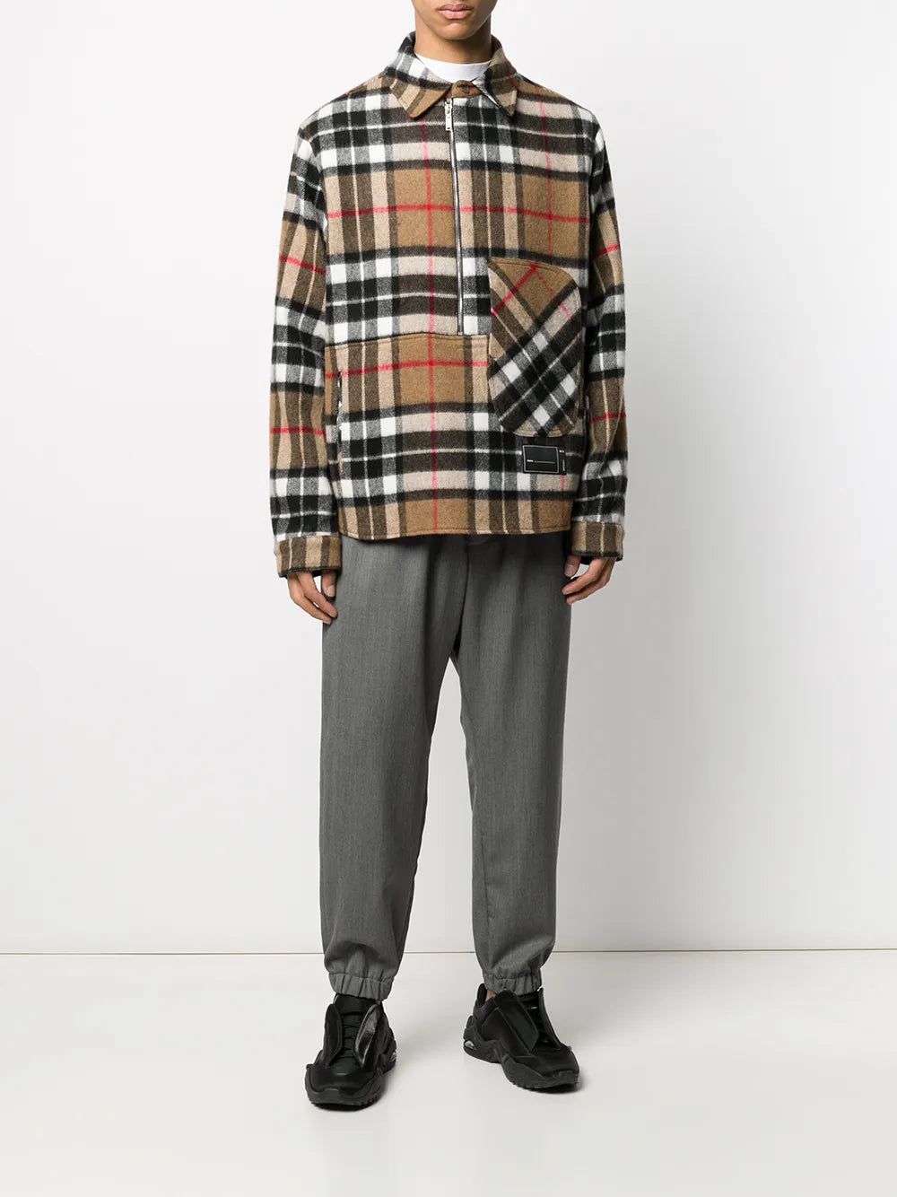 Checked Half-Zip Wool Shirt