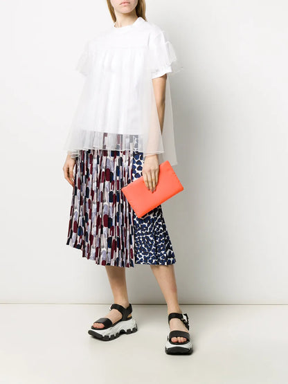 Abstract-Print Pleated Skirt