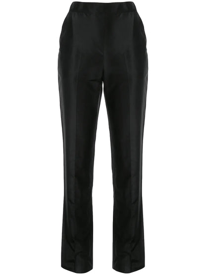 High-Waisted Silk Trousers