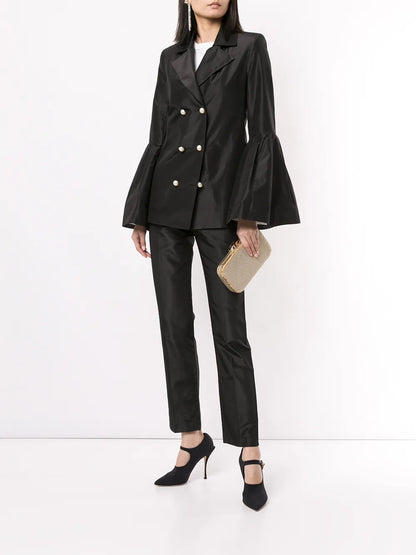 High-Waisted Silk Trousers