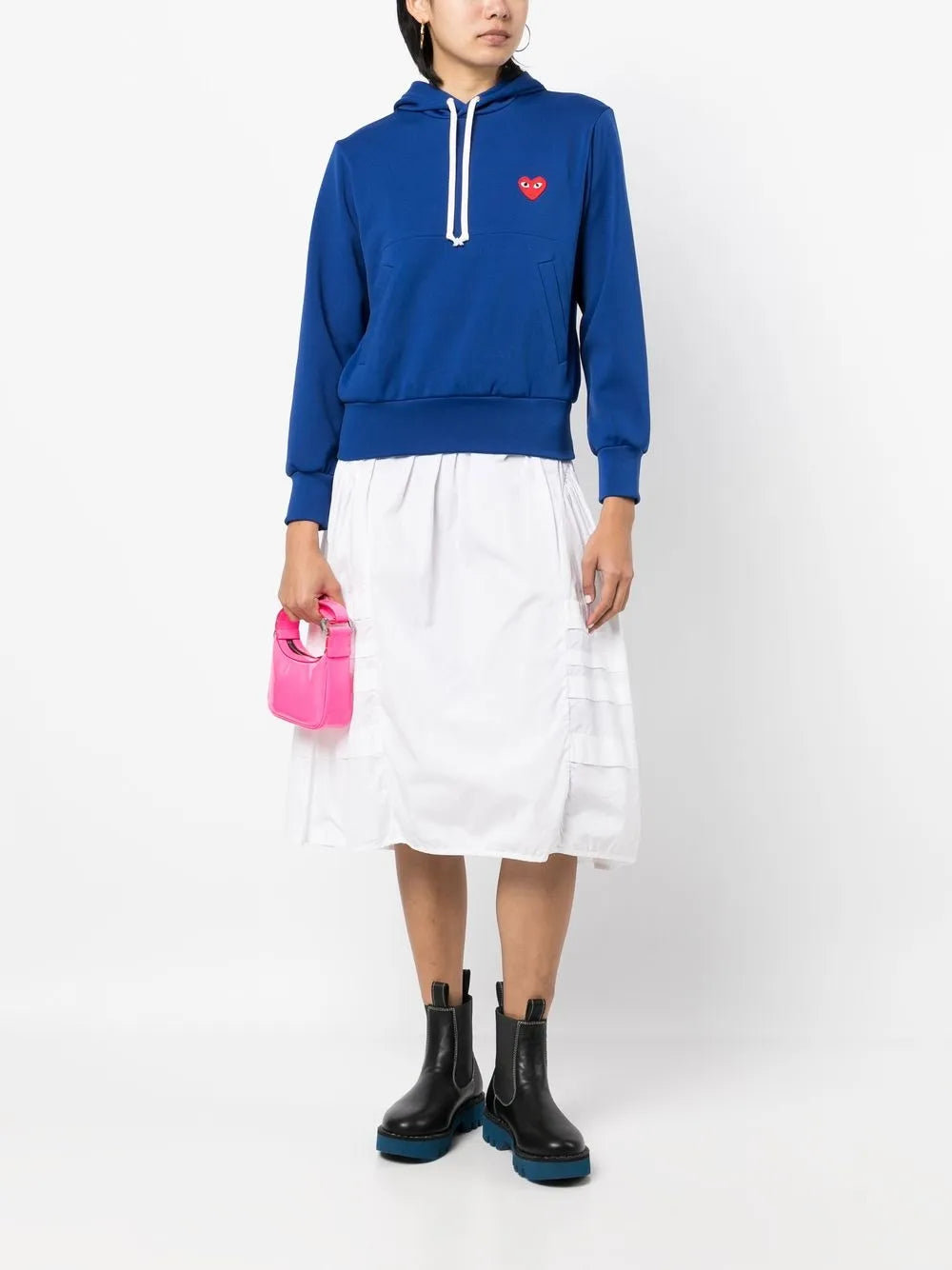 Heart-Patch Drawstring Hoodie