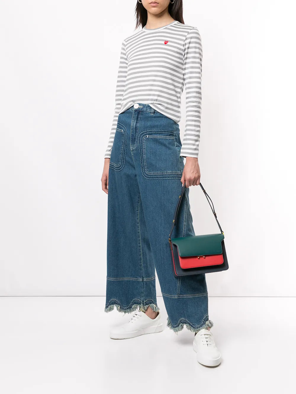 Striped-Print Branded Top