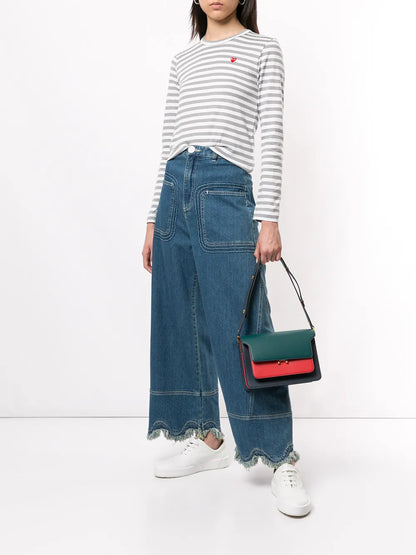 Striped-Print Branded Top