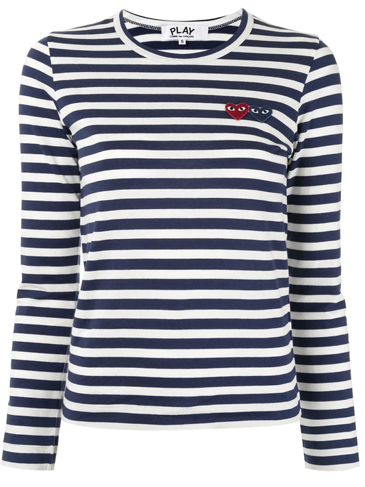 Striped-Print Branded Top