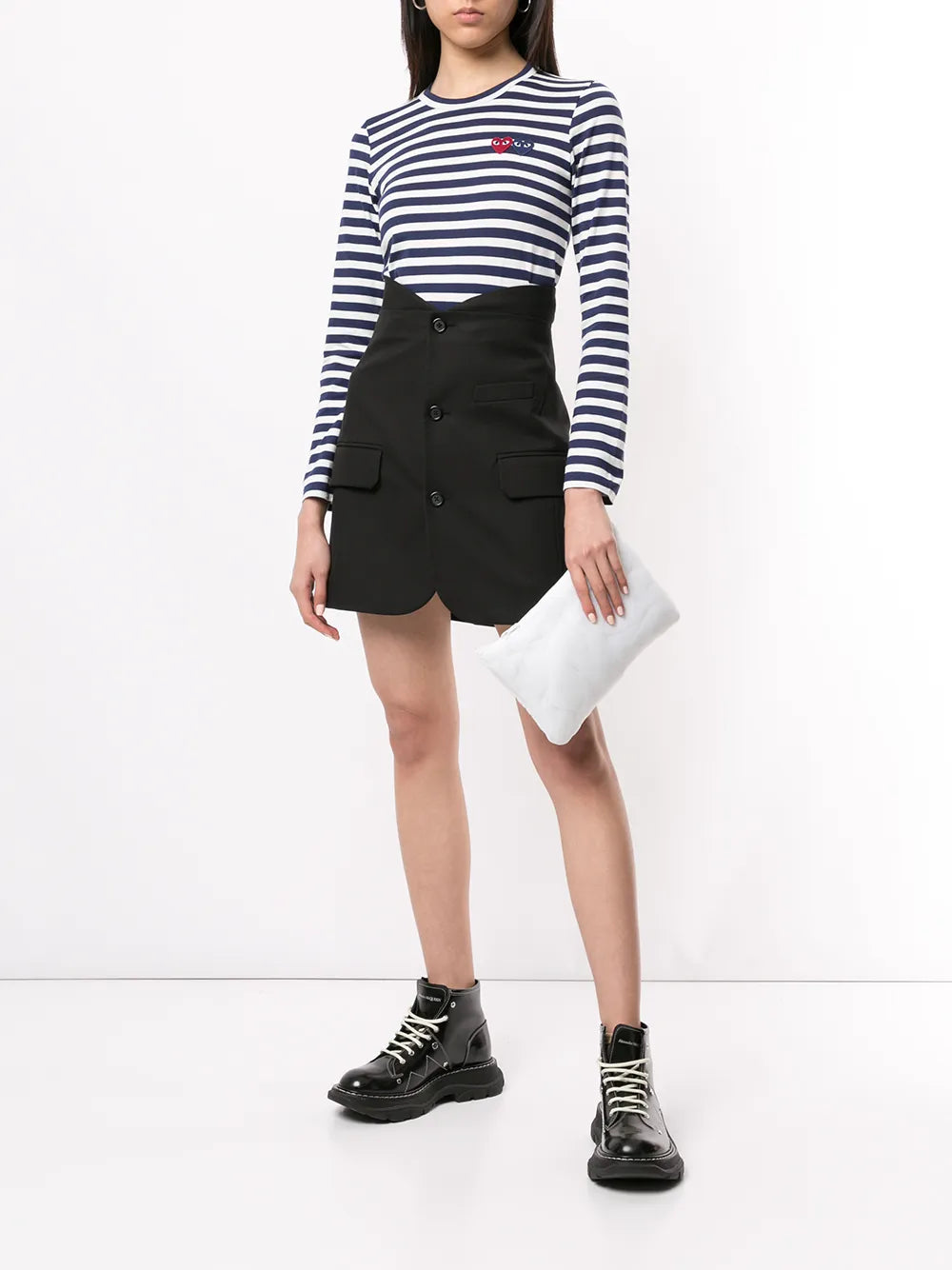 Striped-Print Branded Top