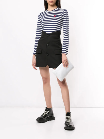Striped-Print Branded Top