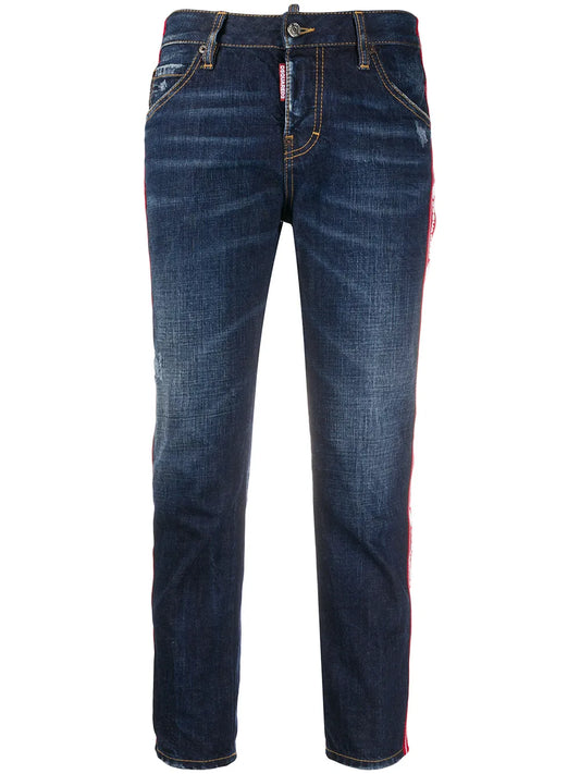 Logo Tape Cropped Jeans