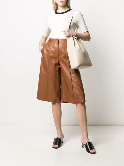 High-Rise Leather Culottes