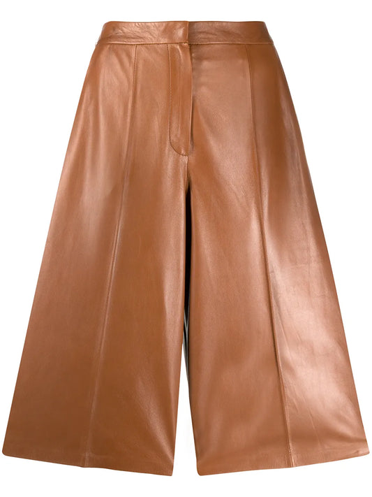 High-Rise Leather Culottes