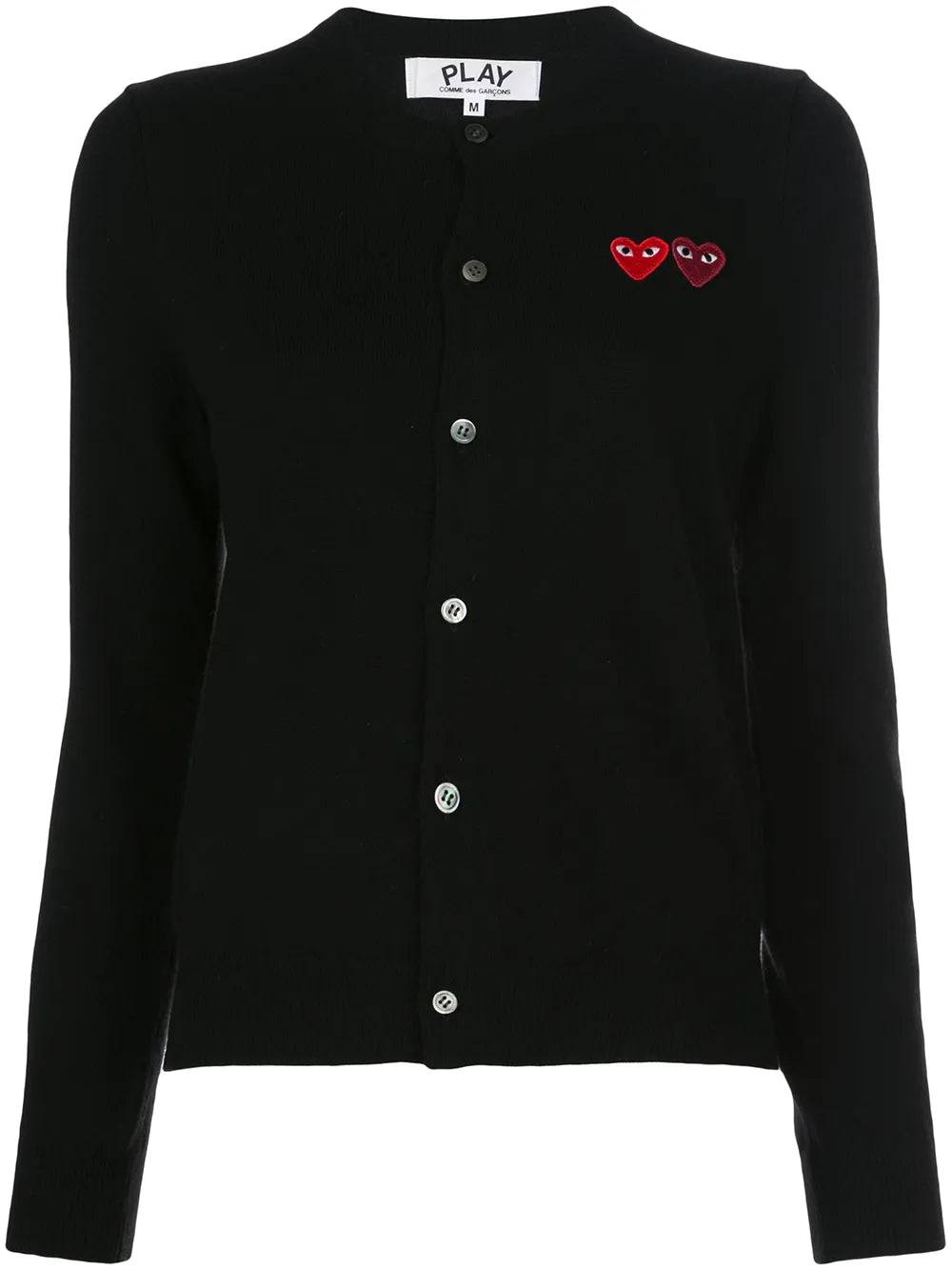 Double Heart-Patch Knit Cardigan