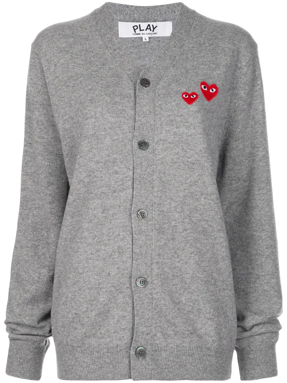 Double Heart-Patch Knit Cardigan