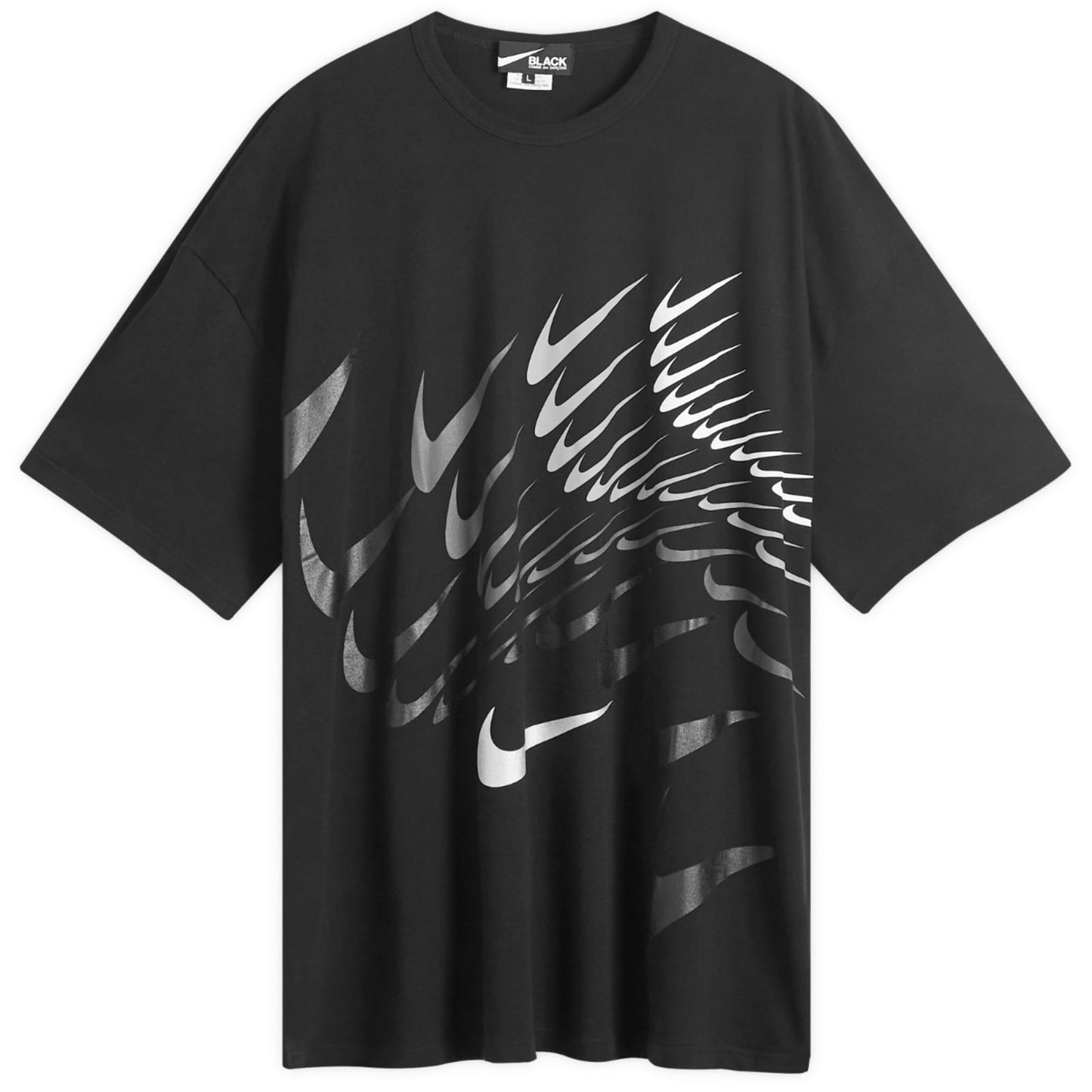 Horizontal Swoosh Print Oversized T-Shirt