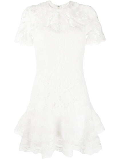 Lace-Panelled Crepe Dress