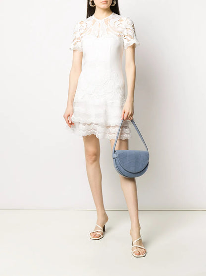 Lace-Panelled Crepe Dress