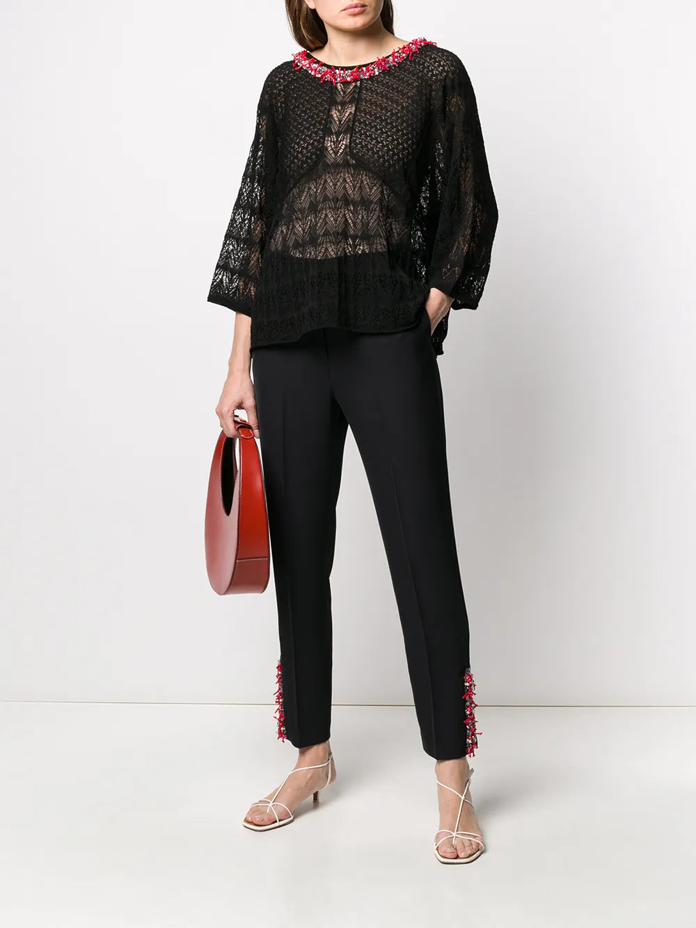 High-Waisted Embellished Trousers