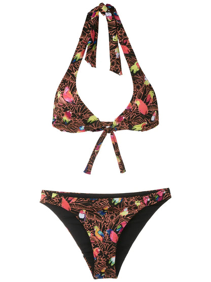 Printed Triangle Bikini Set