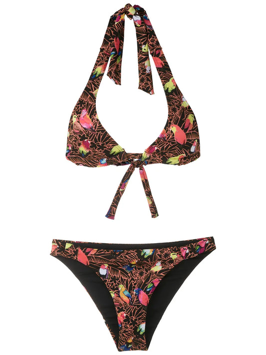 Printed Triangle Bikini Set