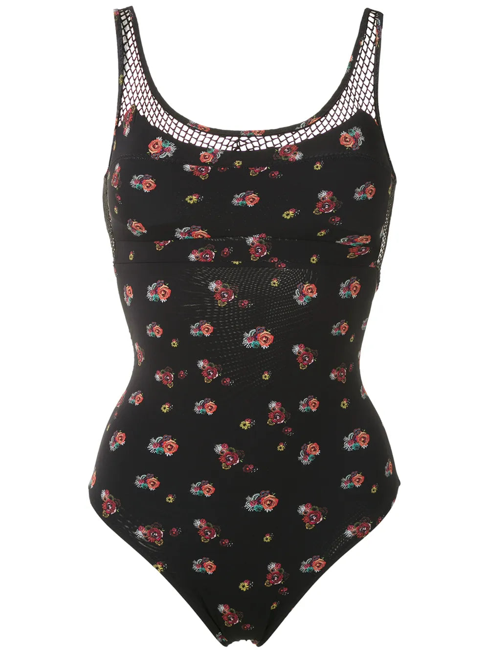 Floral Mesh Panels Swimsuit