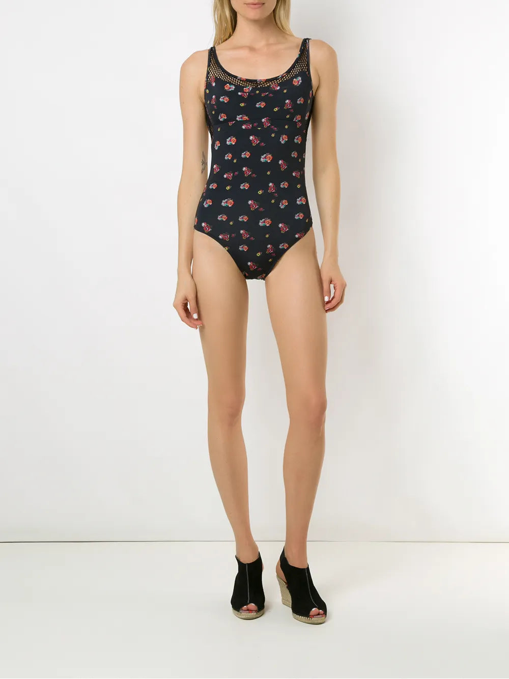 Floral Mesh Panels Swimsuit