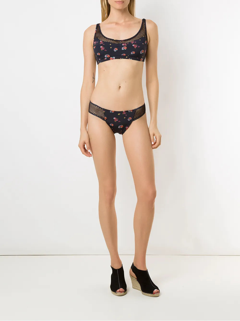 Mesh Panels Printed Bikini Set