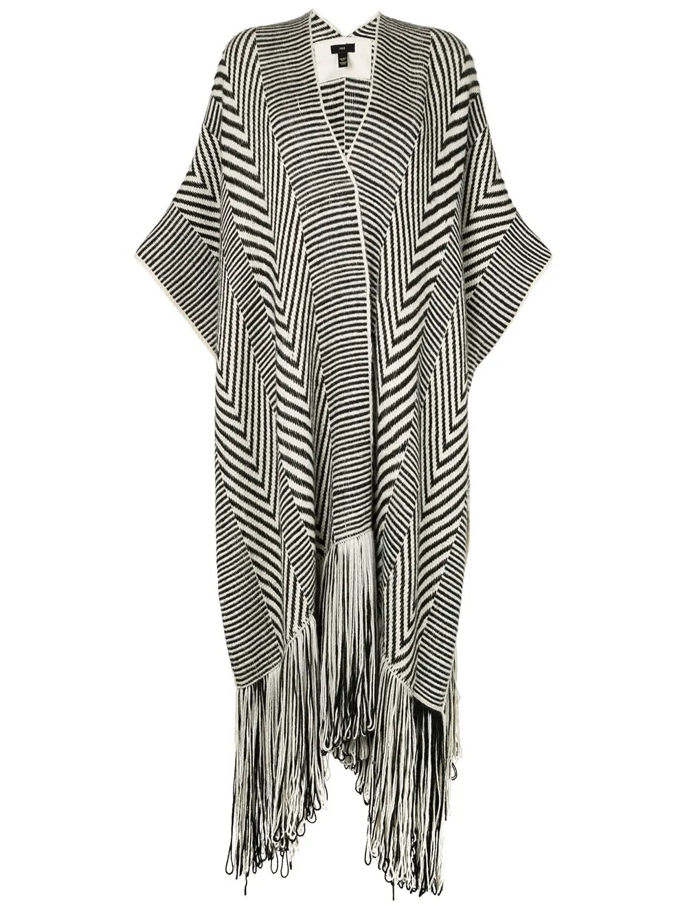 Chevron Fringed Knitted Duster