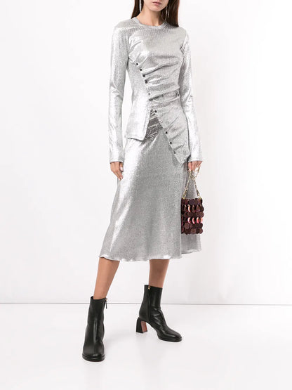 Draped Button Blouse