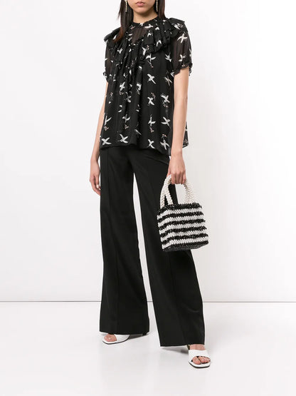Migration Bird Print Blouse