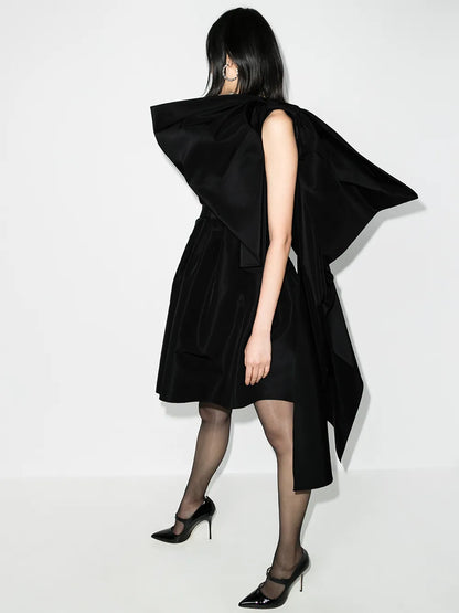 One Shoulder Bow Detail Mini Dress