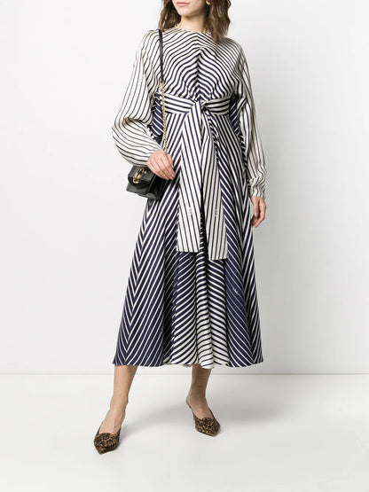 Stripe Tie-Waist Maxi Dress