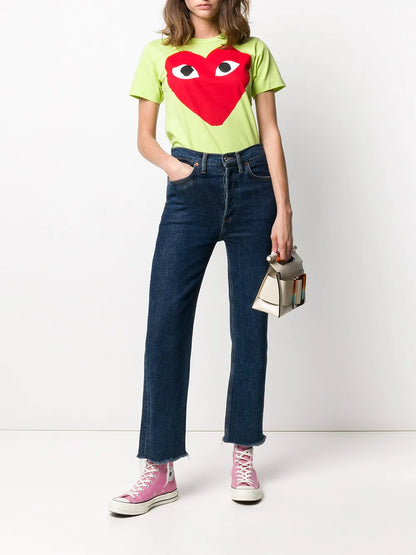 Heart Print Round Neck T-Shirt