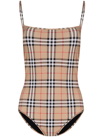 Vintage Check Pattern Swimsuit