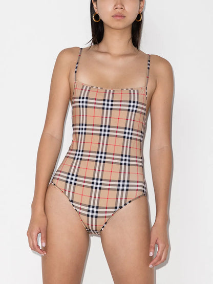 Vintage Check Pattern Swimsuit