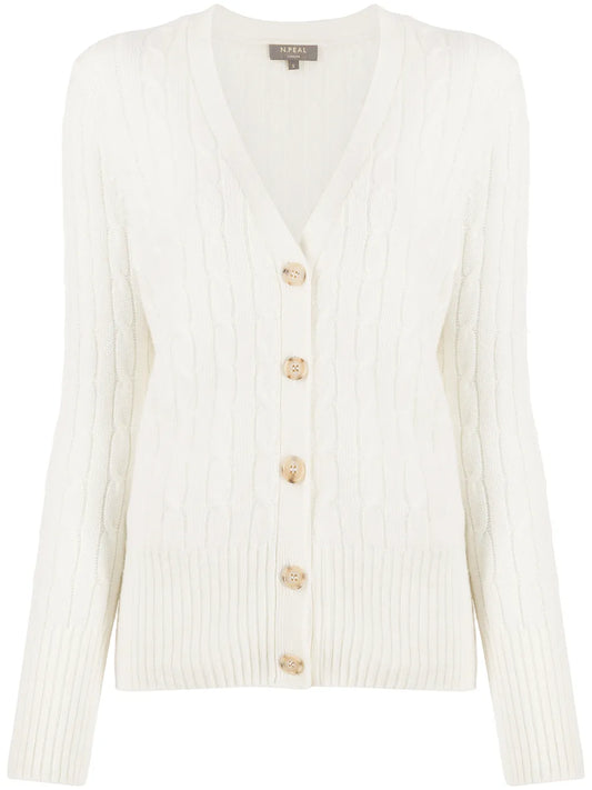 V-Neck Cable-Knit Cardigan