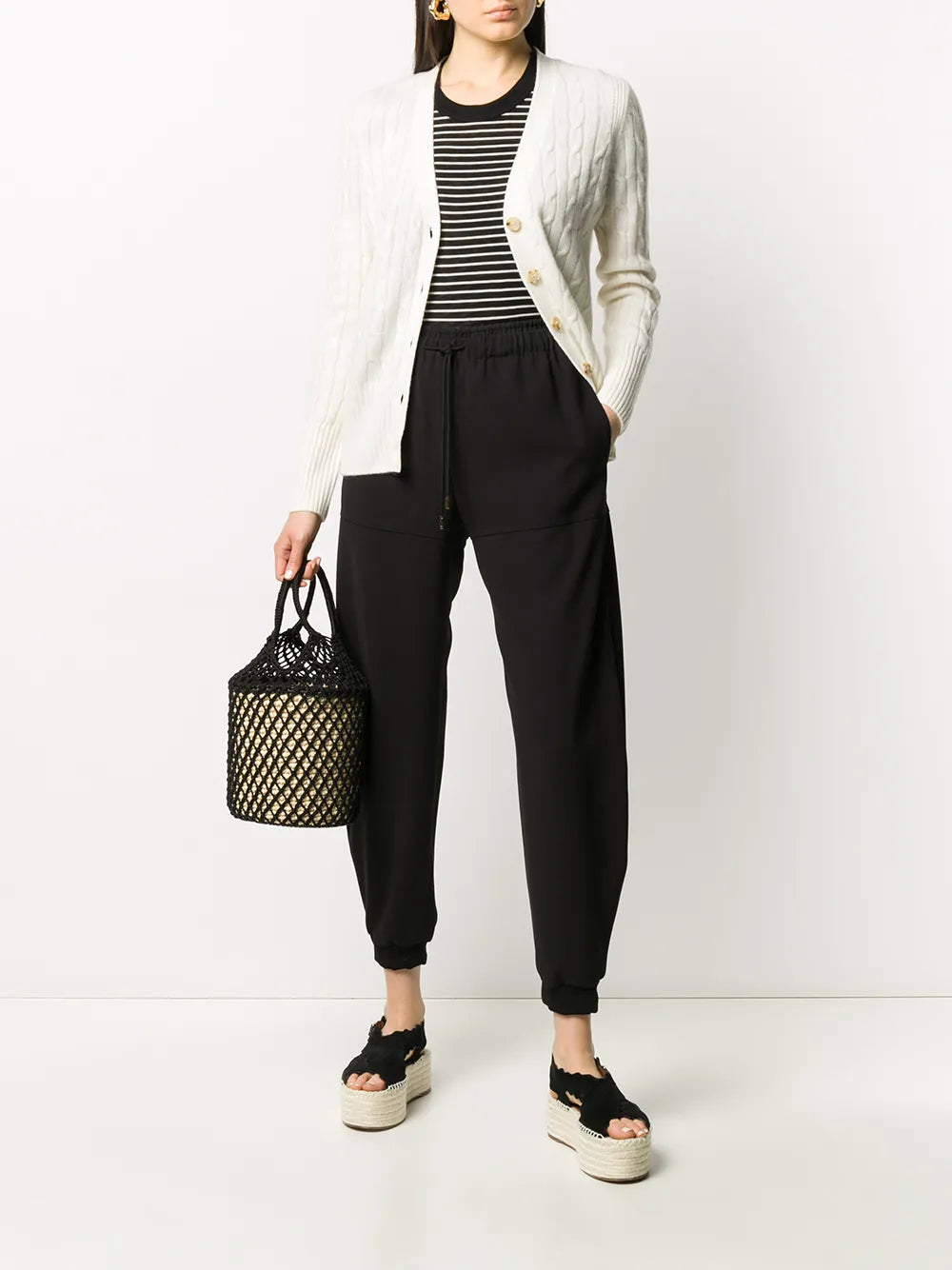 V-Neck Cable-Knit Cardigan