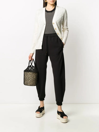 V-Neck Cable-Knit Cardigan