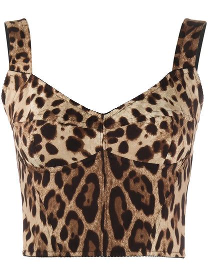 Leopard-Print Bustier Top