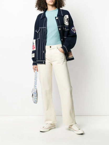 Patched Knitted Jacket