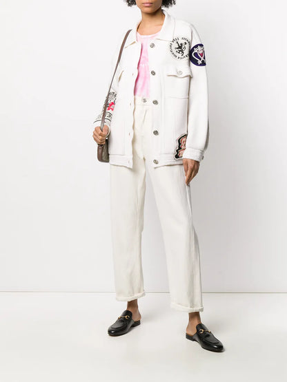 Oversized Patchwork Detailed Knitted Jacket