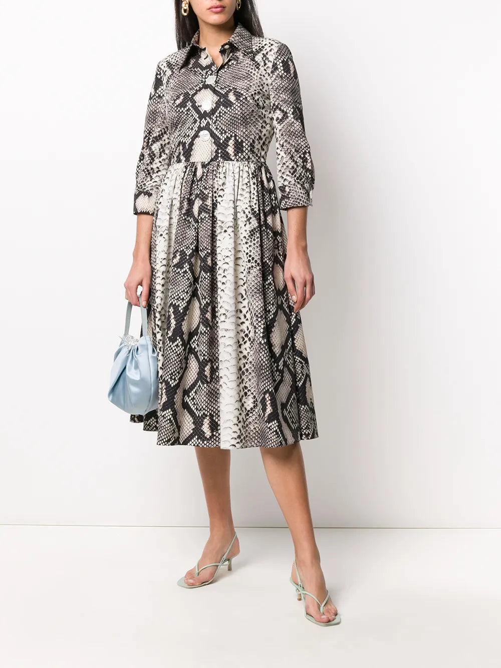 Snakeskin-Pattern Flared Dress