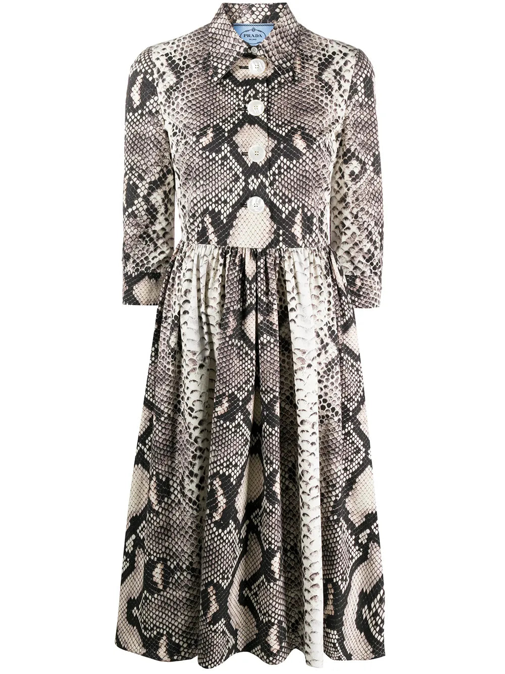 Snakeskin-Pattern Flared Dress