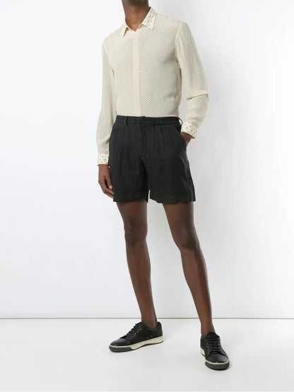 Pleated Linen Shorts