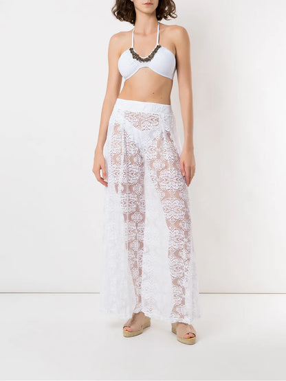 Wide-Leg Lace Trousers