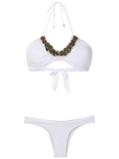 Floral Neck Bikini Set