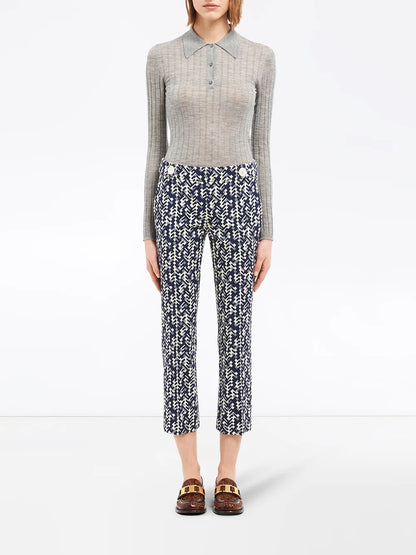 Graphic Print Cropped Trousers