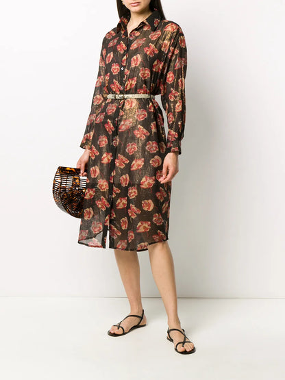 Sheer Floral Print Dress