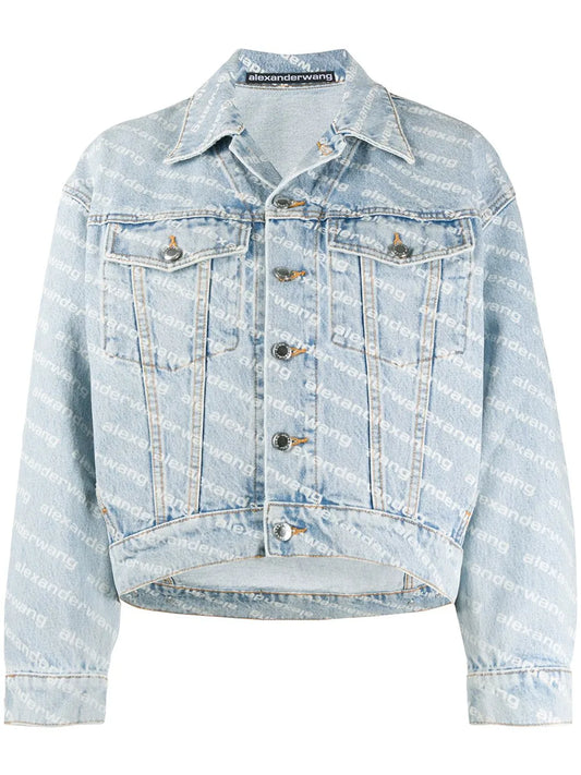 Falling Back Logo-Print Denim Jacket