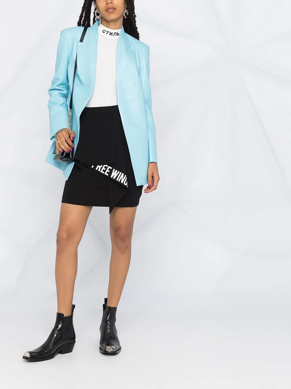 Slogan-Print Ruffled-Detail Skirt