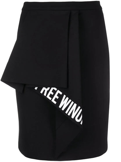 Slogan-Print Ruffled-Detail Skirt