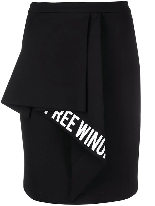 Slogan-Print Ruffled-Detail Skirt
