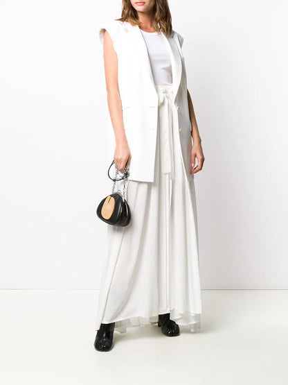 Tie-Waist Pleated Skirt